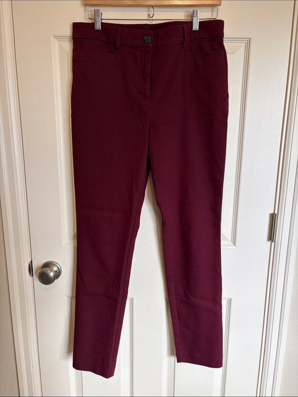 LOFT Skinny Ankle Pants in Deep Burgundy